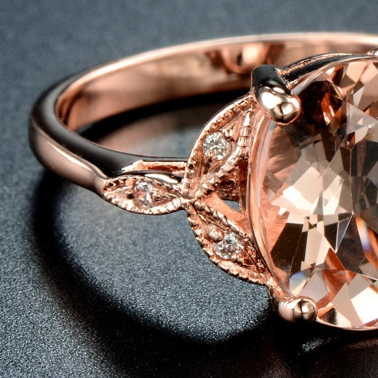 For Sale:  Oval Morganite and Diamond Solitaire Ring in 18K Rose Gold 6