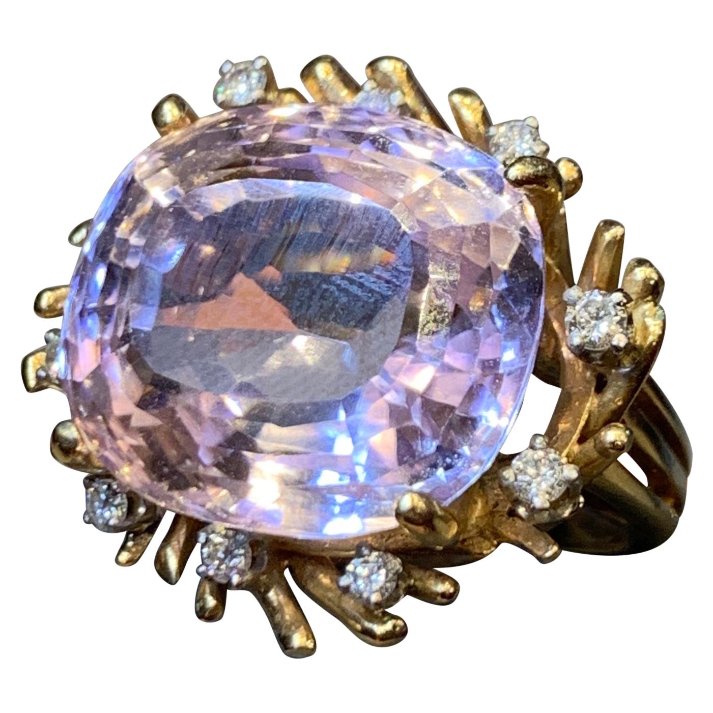 Morganite & Diamond Cocktail Ring  For Sale