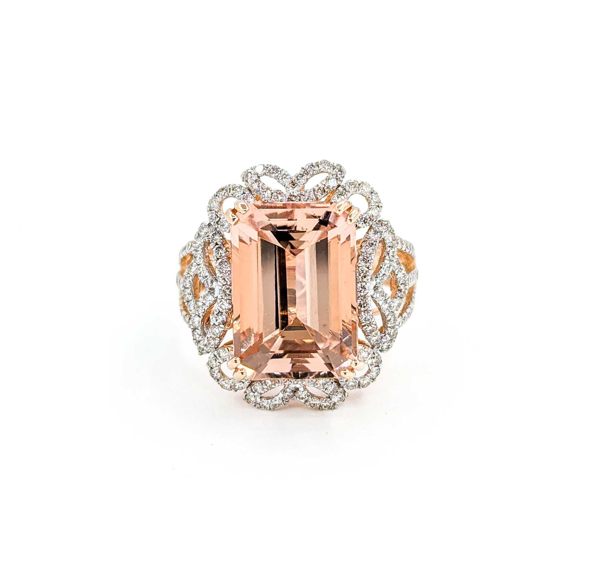 Morganite & Diamond Cocktail Ring in 14k Rose Gold 5