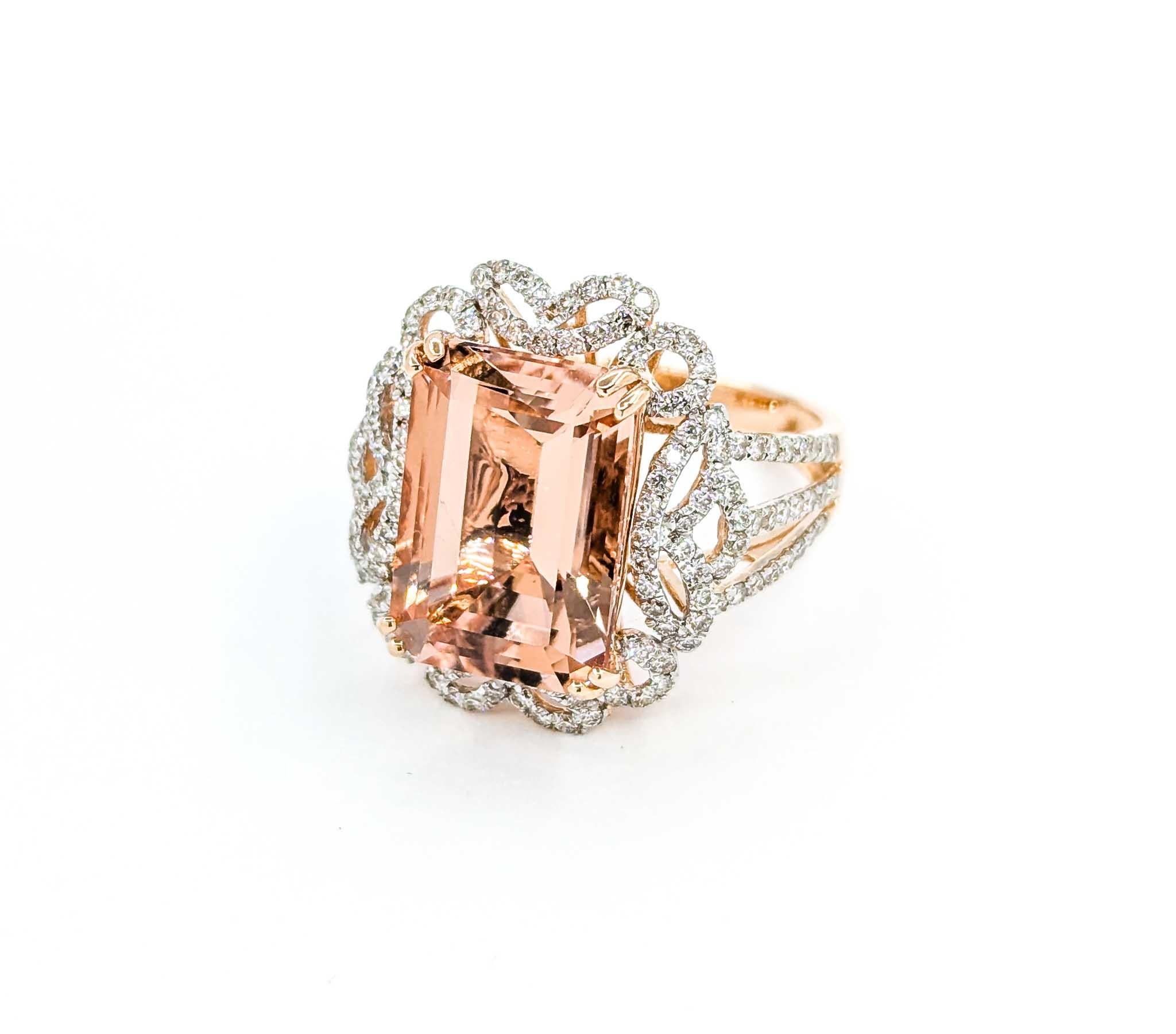 Morganite & Diamond Cocktail Ring in 14k Rose Gold 6