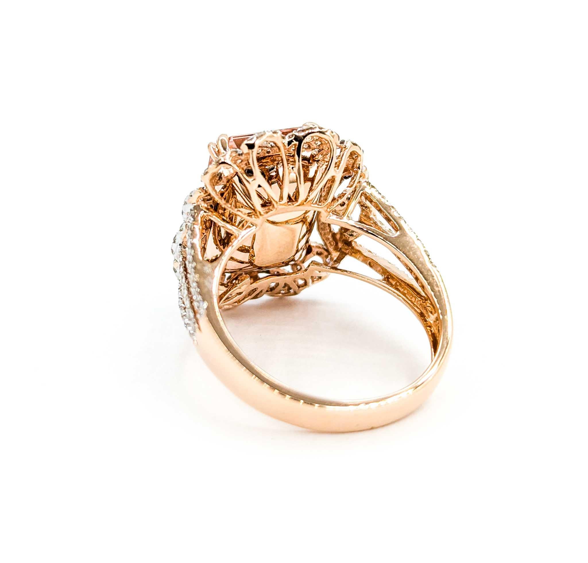 Morganite & Diamond Cocktail Ring in 14k Rose Gold 3
