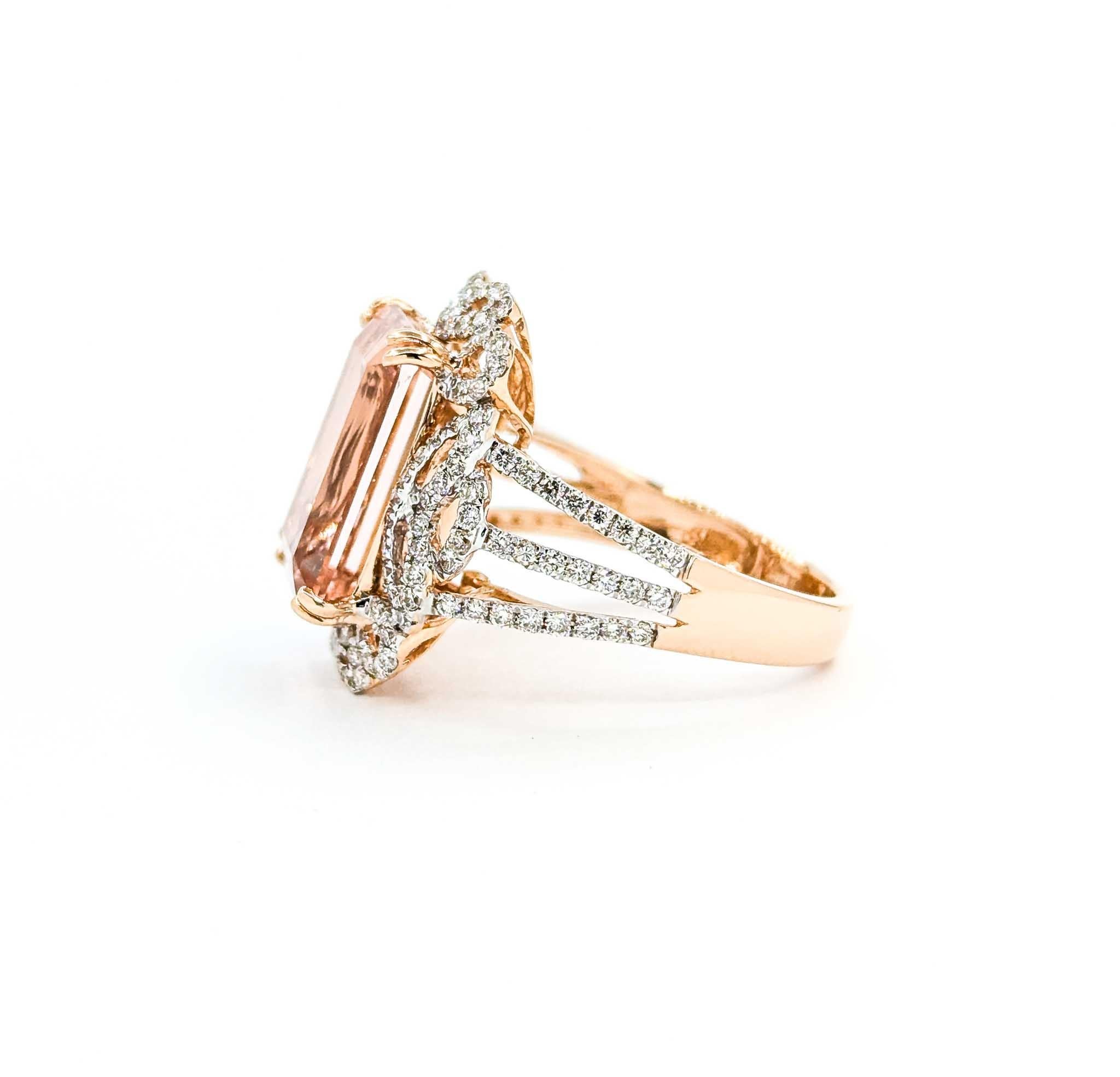 Morganite & Diamond Cocktail Ring in 14k Rose Gold 4