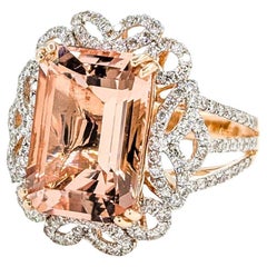 Morganite & Diamond Cocktail Ring in 14k Rose Gold