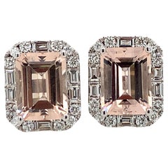 Morganit-Diamant-Ohrringe 14K Weißgold VS2 I