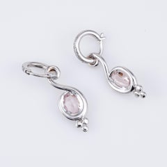 Morganite Diamond Earrings Estate 18k White Gold Drops Fine Jewelry