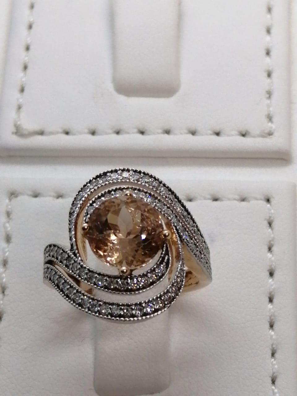 Morganite Diamond Fashion Ring Set in 18 Karat Rose Gold 'VS/G Diamonds' For Sale 2