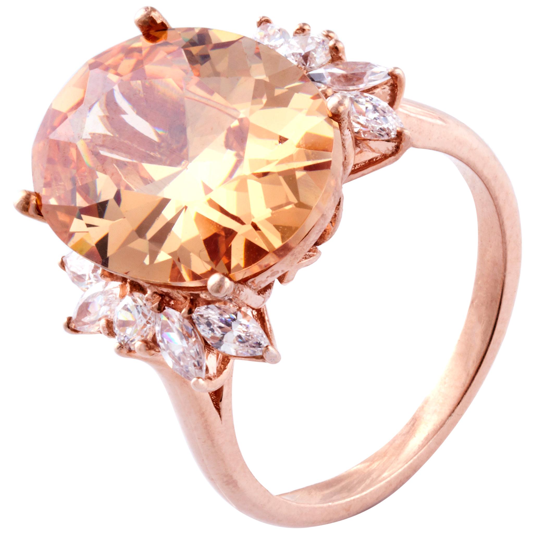 Morganite Diamond Fashion Ring Set in 18 Karat Rose Gold 'VS/G Diamonds' For Sale