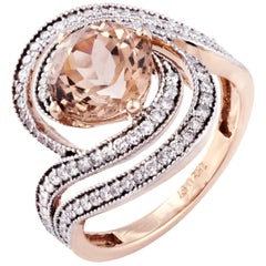 Morganite Diamond Fashion Ring Set in 18 Karat Rose Gold 'VS/G Diamonds'