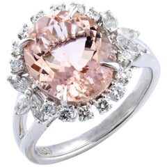 Morganite Diamond Fashion Ring Set in 18 Karat White Gold 'VS/G Diamonds'