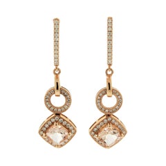 Pendientes gota de oro diamante Morganita