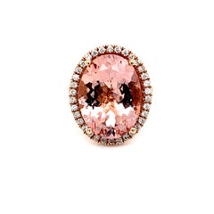 Morganit & Diamant Halo Verlobungsring aus 14 Karat Roségold