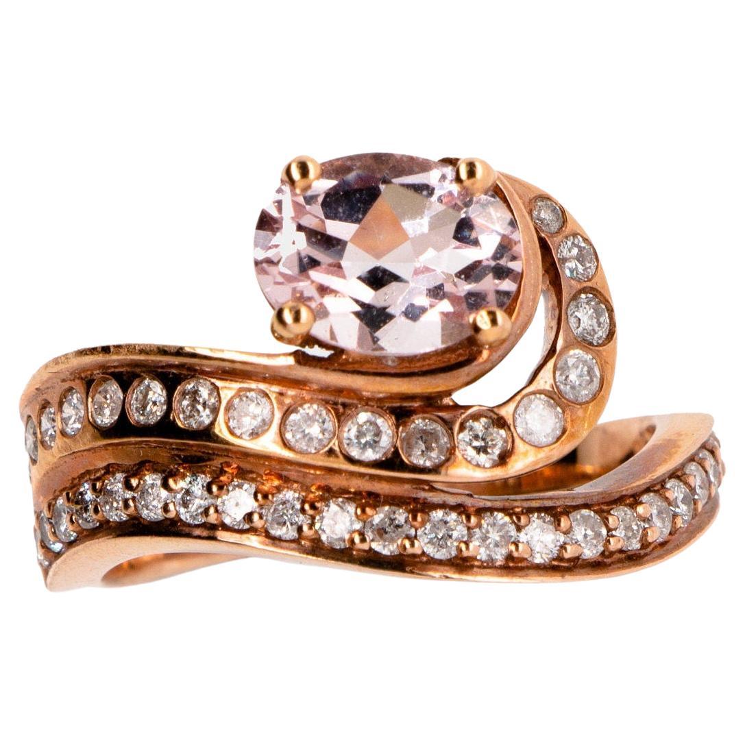 Morganit & Diamant Halo 14K Rose Vintage-Ring