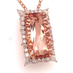 Morganite Diamond Necklace 18k Gold 17.85 TCW GIA Certified