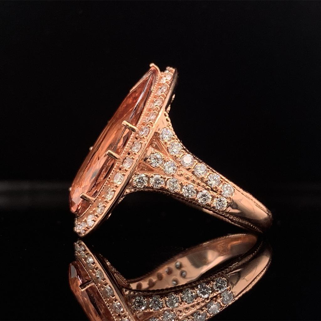 Morganite Diamond Ring 14k Rose Gold 6.91 TCW Certified For Sale 5