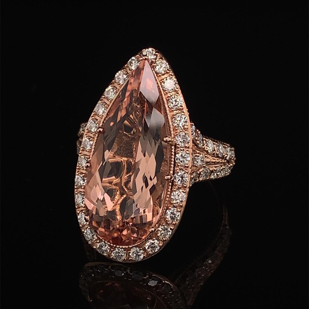 Morganite Diamond Ring 14k Rose Gold 6.91 TCW Certified For Sale 7