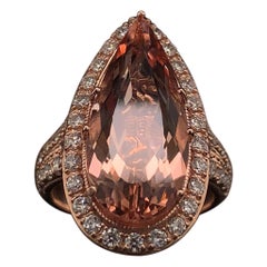 Morganite Diamond Ring 14k Rose Gold 6.91 TCW Certified