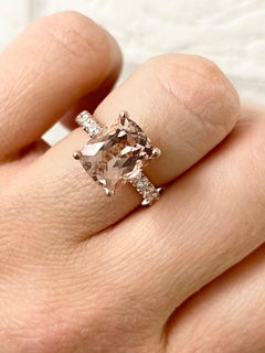 Morganite Diamond ring cocktail nude ring 18KT rose gold