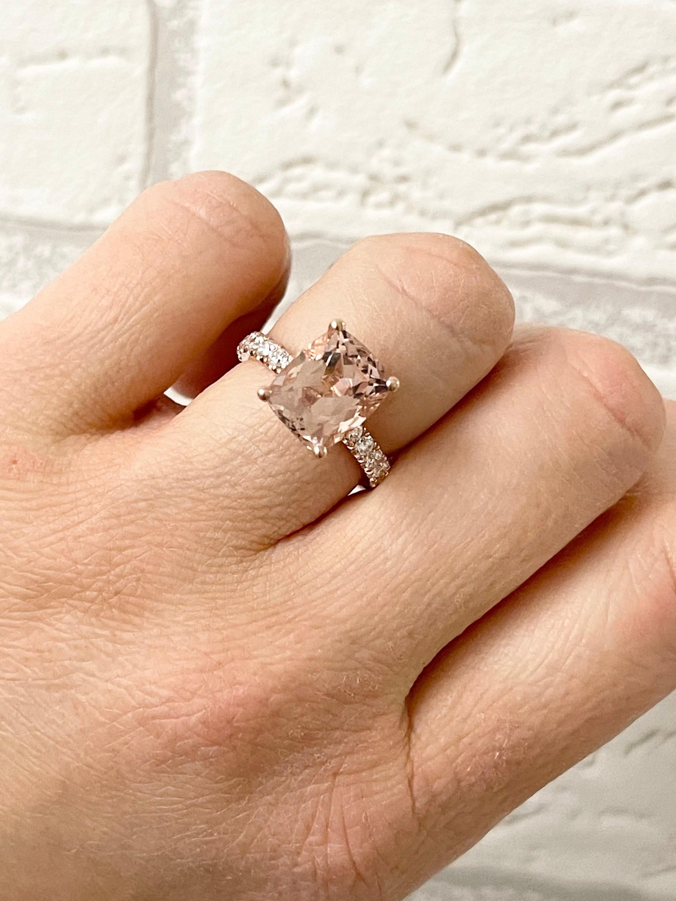 Morganit Diamantring Cocktail-Cocktailring, nude Ring 18KT Roségold für Damen oder Herren im Angebot