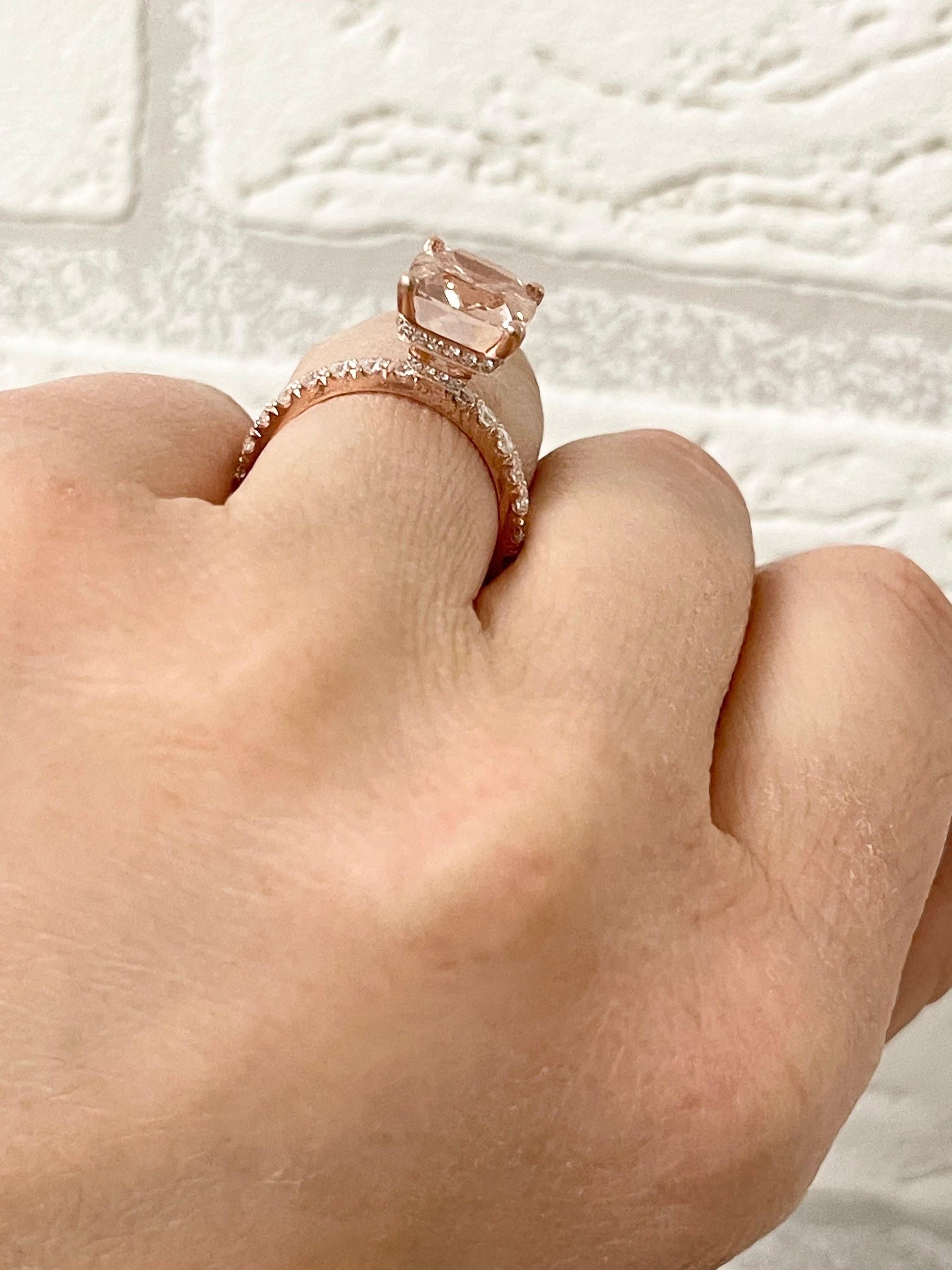 Morganit Diamantring Cocktail-Cocktailring, nude Ring 18KT Roségold im Angebot 1