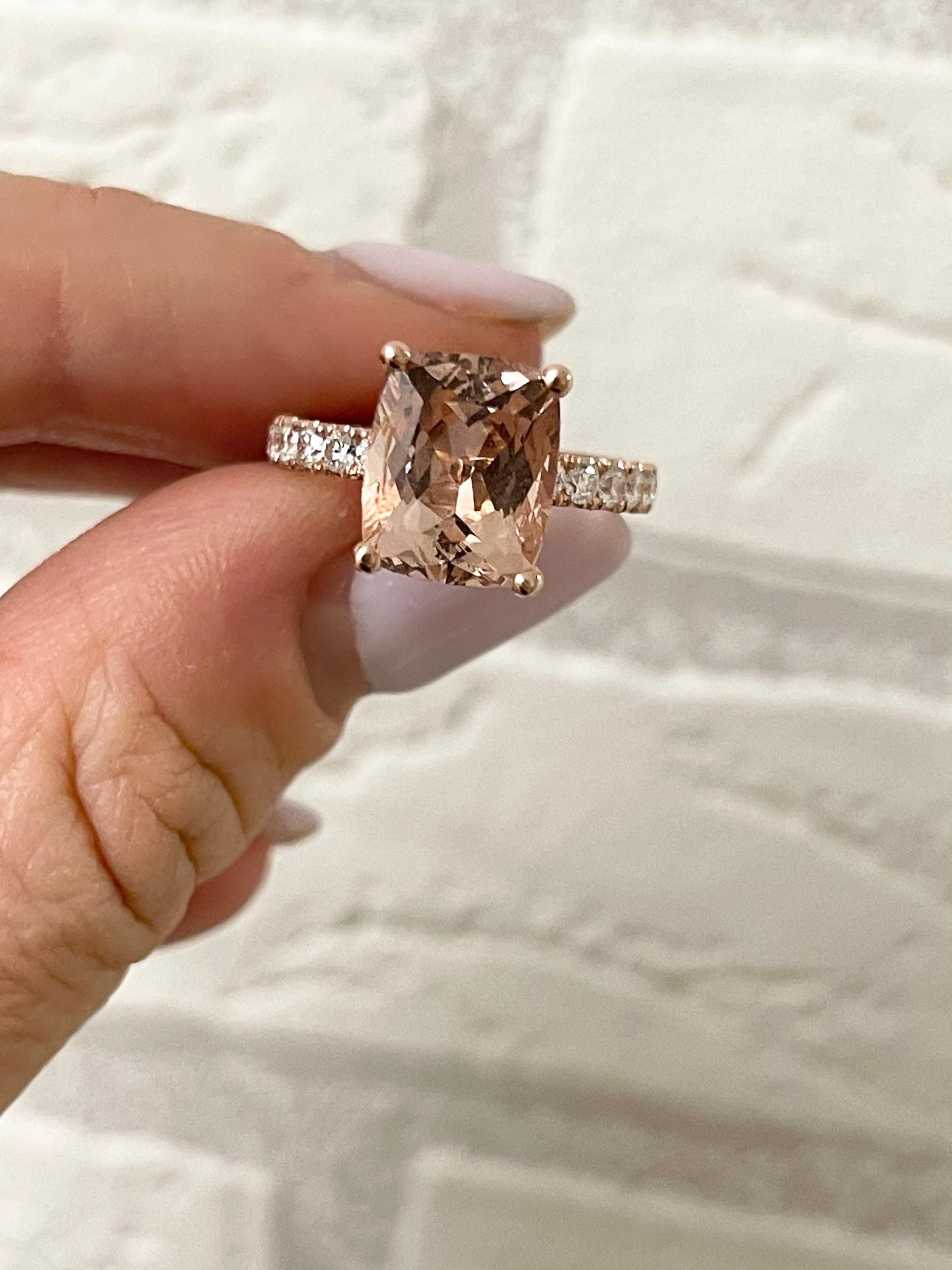Morganit Diamantring Cocktail-Cocktailring, nude Ring 18KT Roségold im Angebot 2