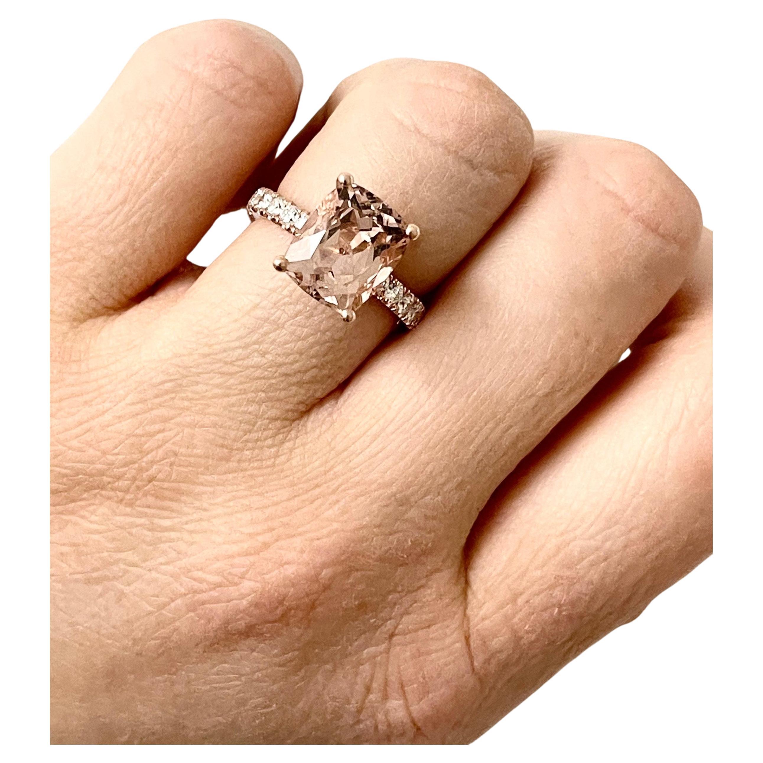 Morganite Diamond ring cocktail nude ring 18KT rose gold