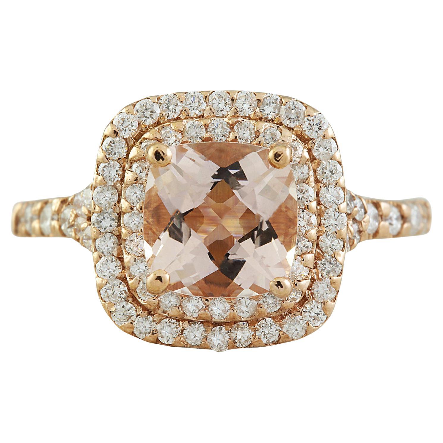 Morganite Diamond Ring In 14 Karat Rose Gold