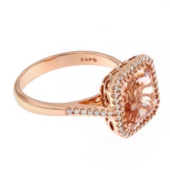 18 Karat Rose Gold Morganite & Diamond  Ring
