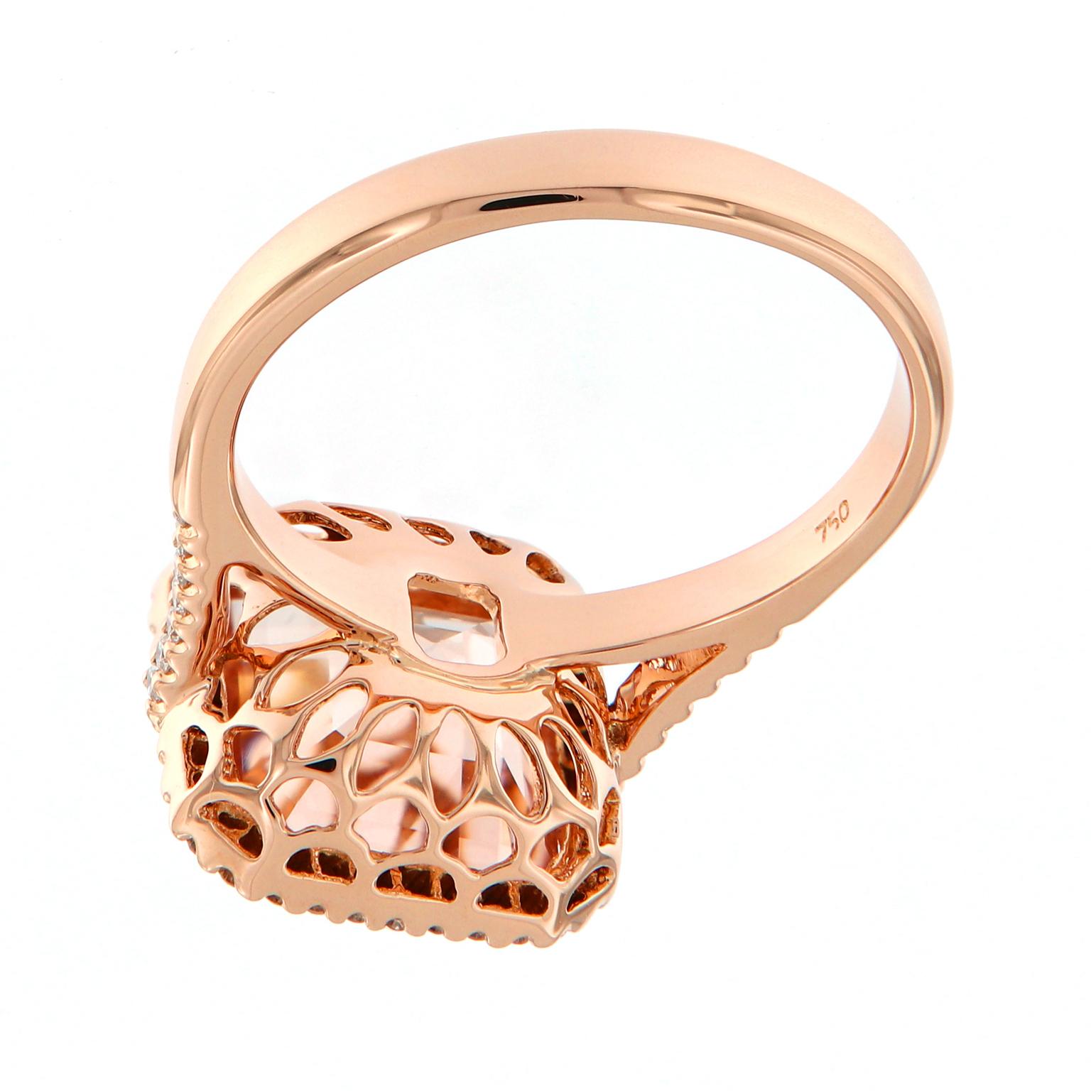 18 Karat Rose Gold Morganite & Diamond  Ring In New Condition In Troy, MI
