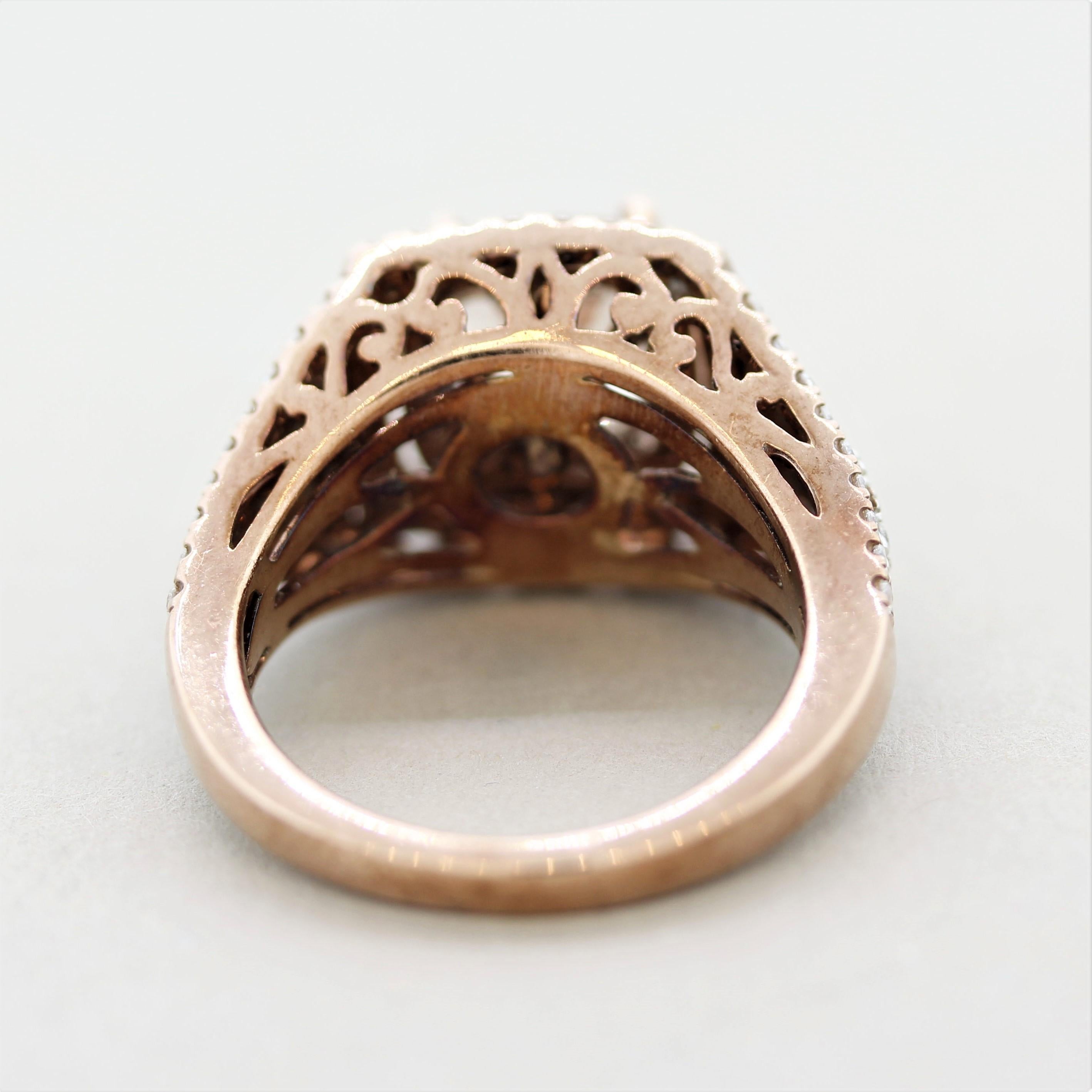 Morganite Diamond Rose-Gold Cocktail Ring In New Condition In Beverly Hills, CA