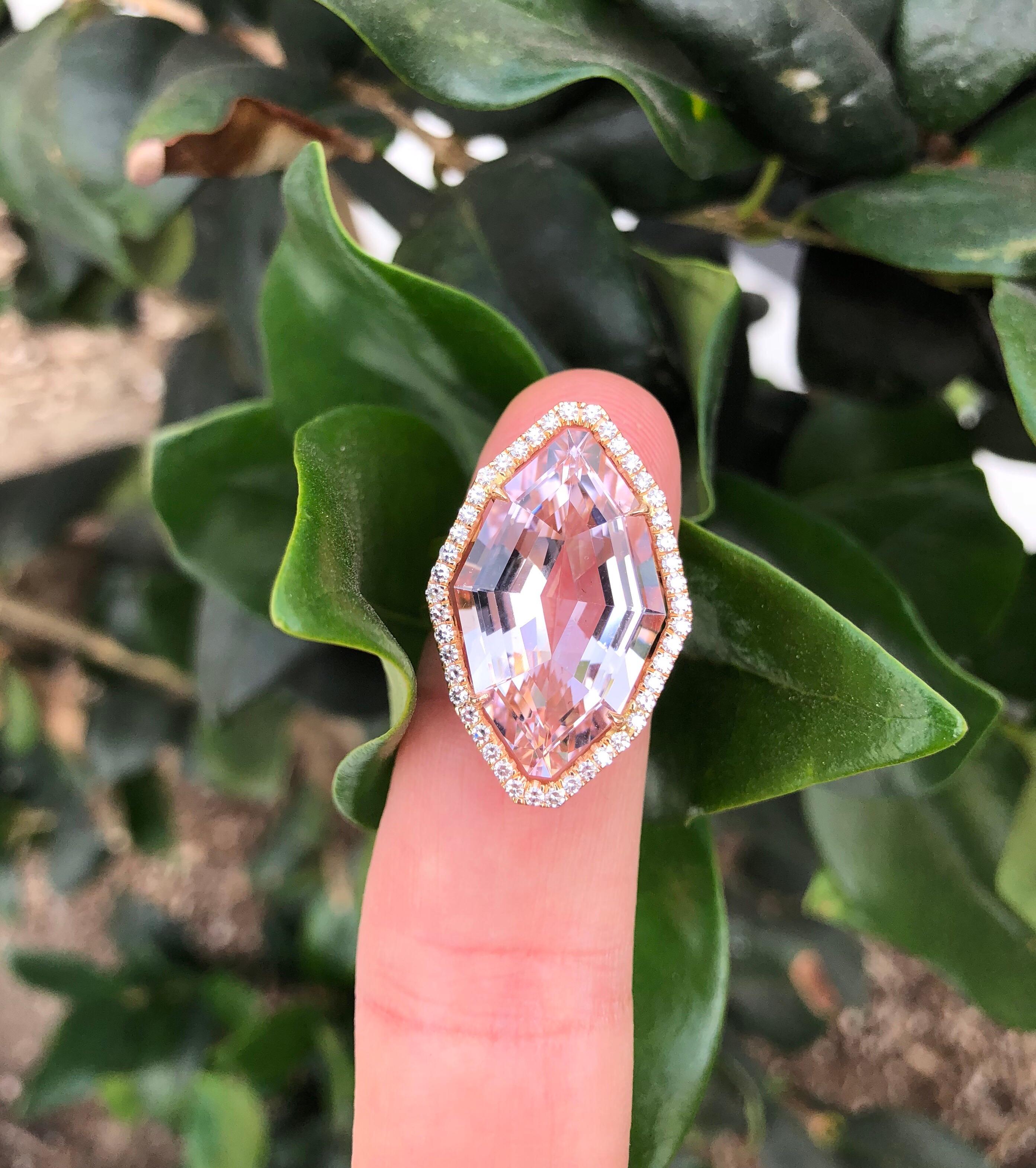 Shield Cut Morganite Ring 10.69 Carat Fancy Cut