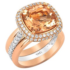Morganite Diamond White and Rose Gold Ring