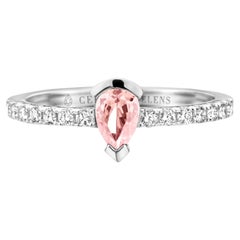 Bague de fiançailles en or blanc avec Morganite et diamant