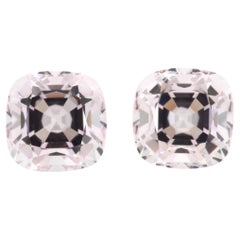 Morganite Earrings Loose Stone Pair 3.55 Carats Unmounted Cushions