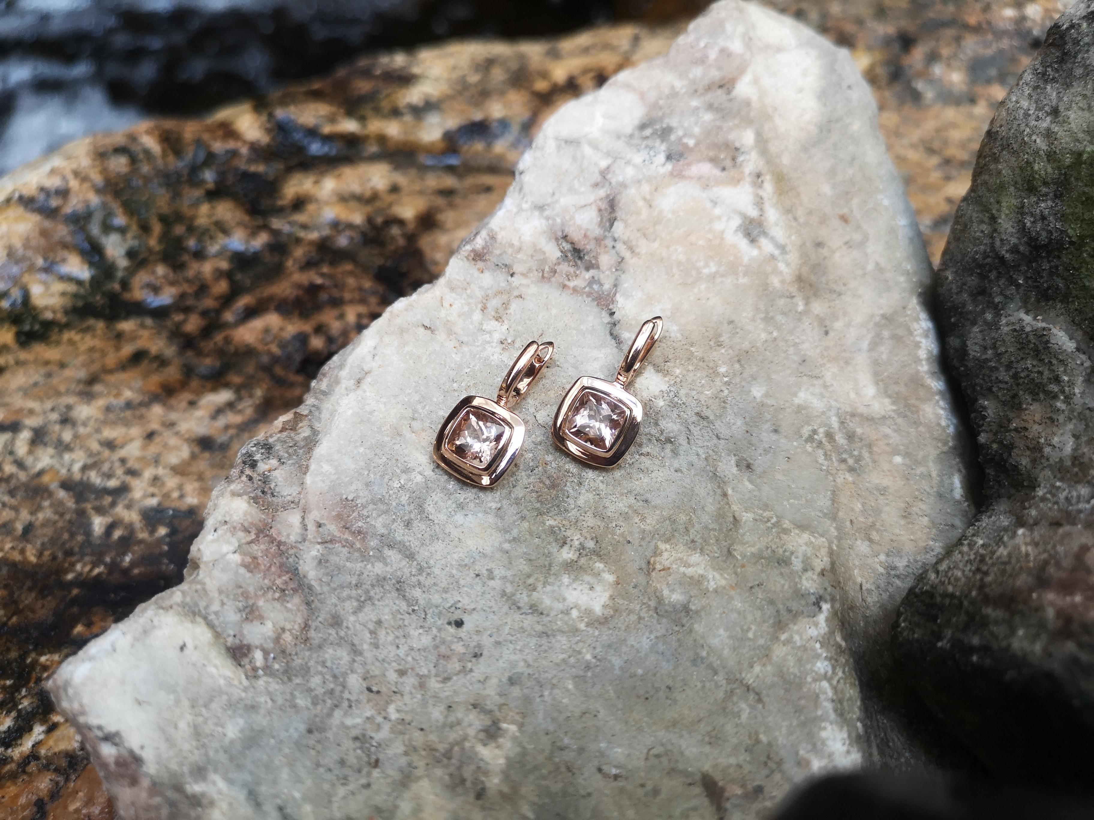 Contemporain Boucles d'oreilles en Morganite serties dans des montures en or rose 18 carats en vente