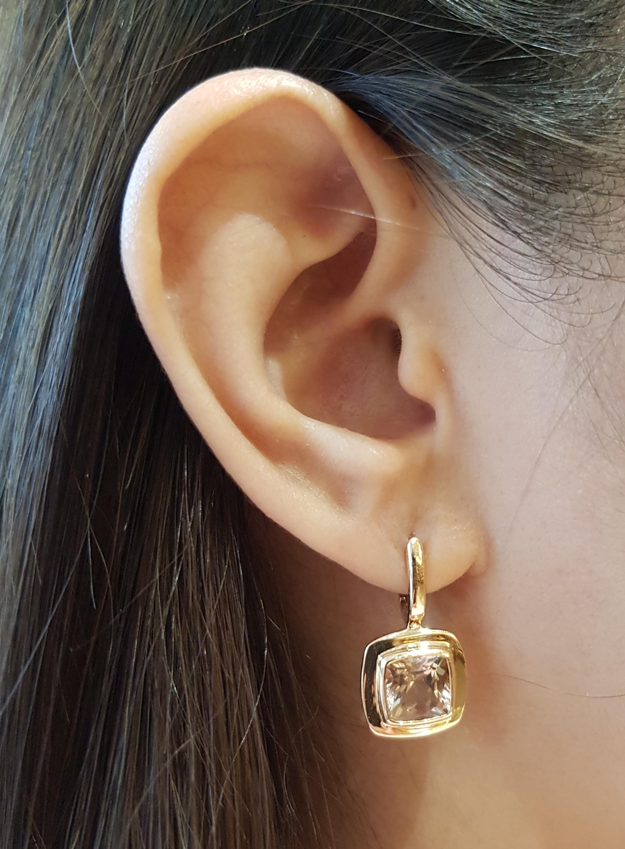 Morganite Earrings Set in 18 Karat Rose Gold Settings In New Condition For Sale In Bangkok, TH