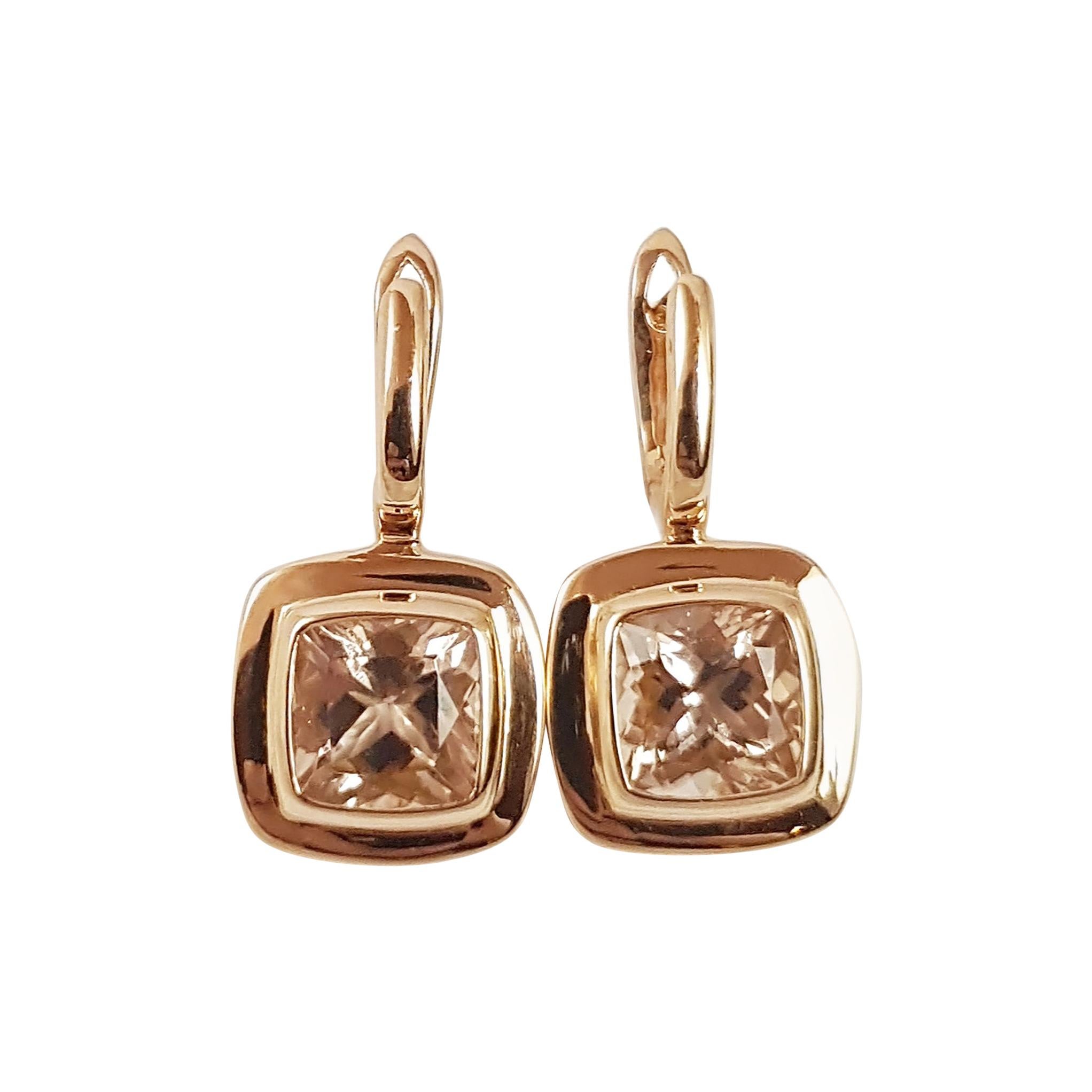 Morganite Earrings Set in 18 Karat Rose Gold Settings For Sale