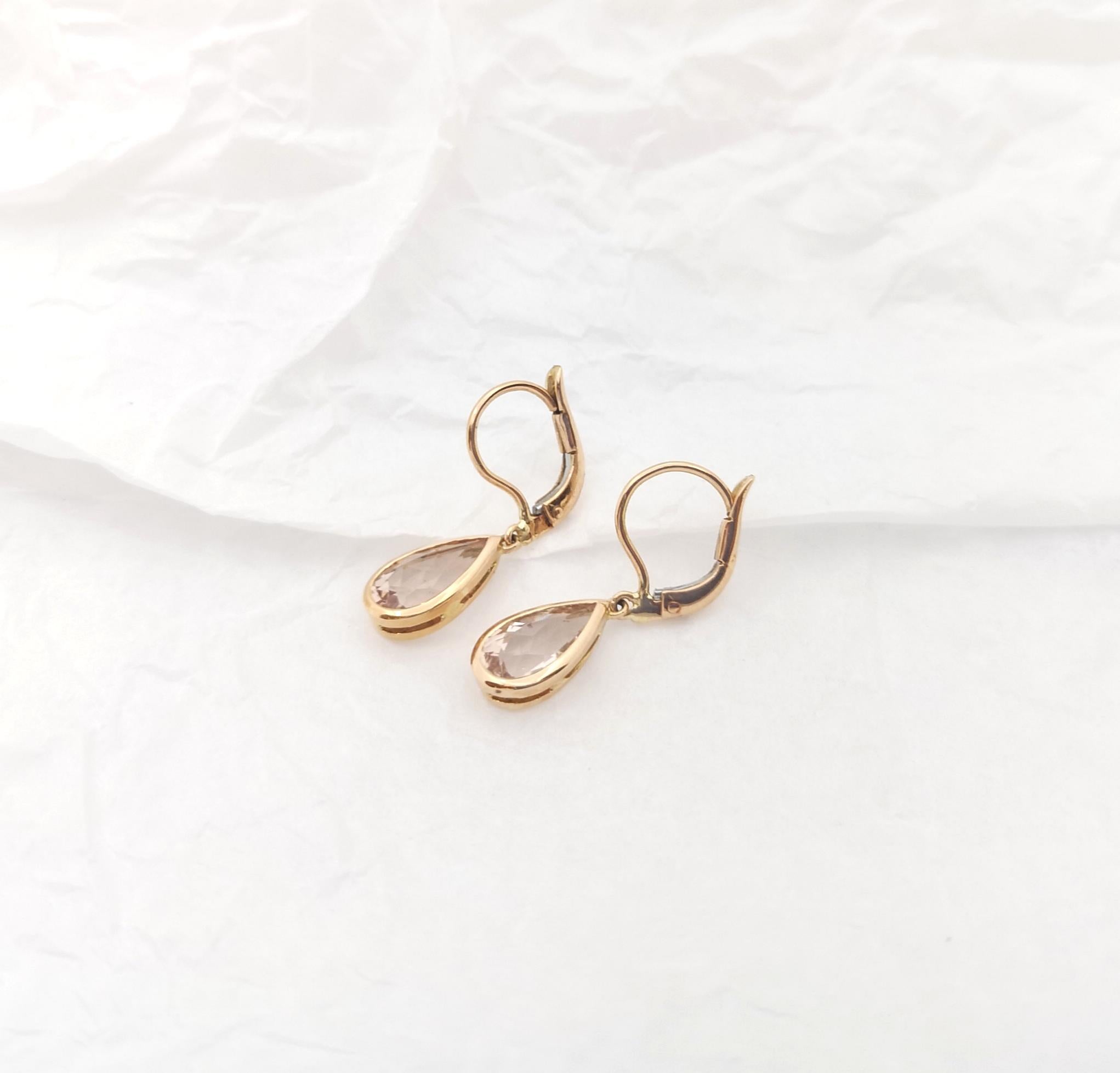 Women's Morganite Earrings set in 18K Rose Gold Settings For Sale