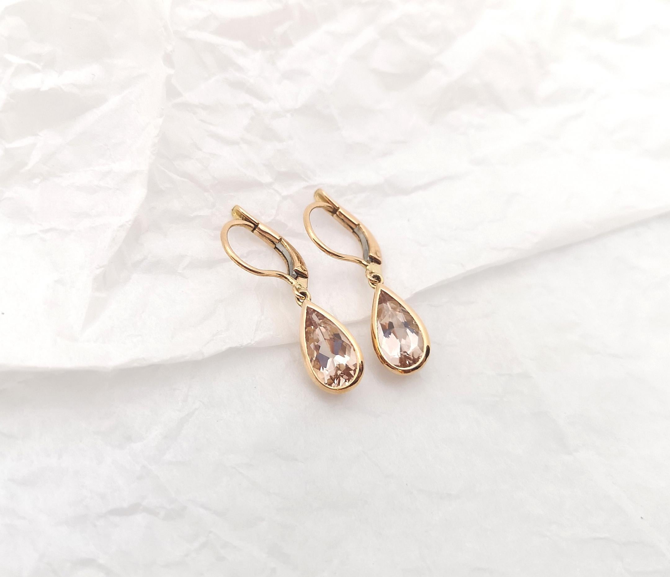 Morganite Earrings set in 18K Rose Gold Settings For Sale 2