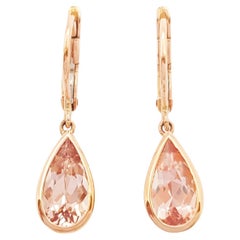Morganite Earrings set in 18K Rose Gold Settings