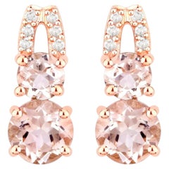 Morganit-Ohrringe mit Diamanten 0,62 Karat 14K Rose Gold