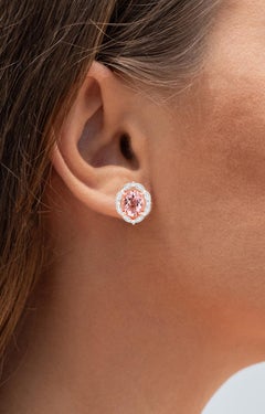 Morganit-Ohrringe mit Diamanten 3,48 Karat 14K Rose Gold
