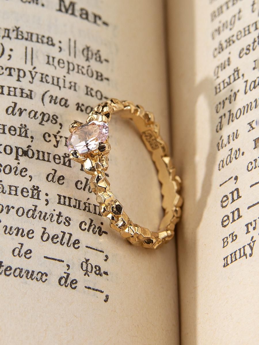 Morganite Gold Ring Crystals Oval Cut Gem Pink Beryl Unisex Engagement 3