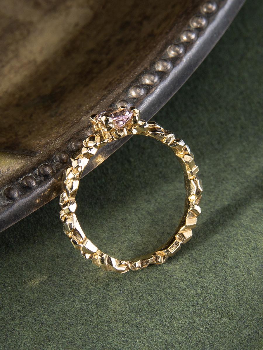 Morganite Gold Ring Crystals Oval Cut Gem Pink Beryl Unisex Engagement 1
