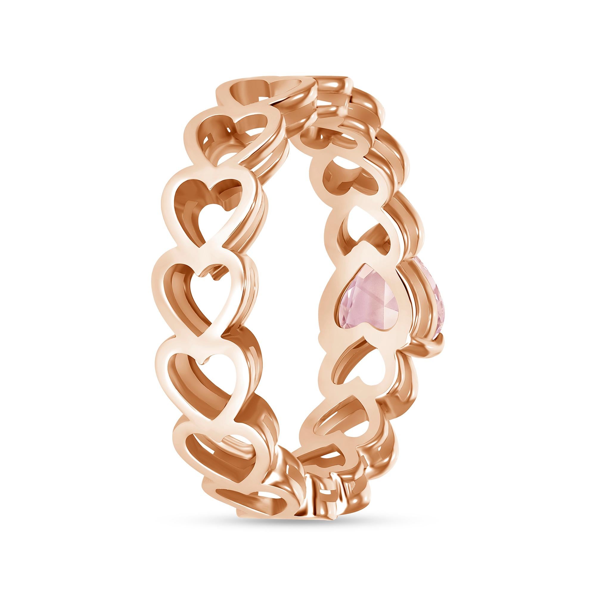 Morganite Heart Ring in 14K Yellow Gold with Satin FInish For Sale 2