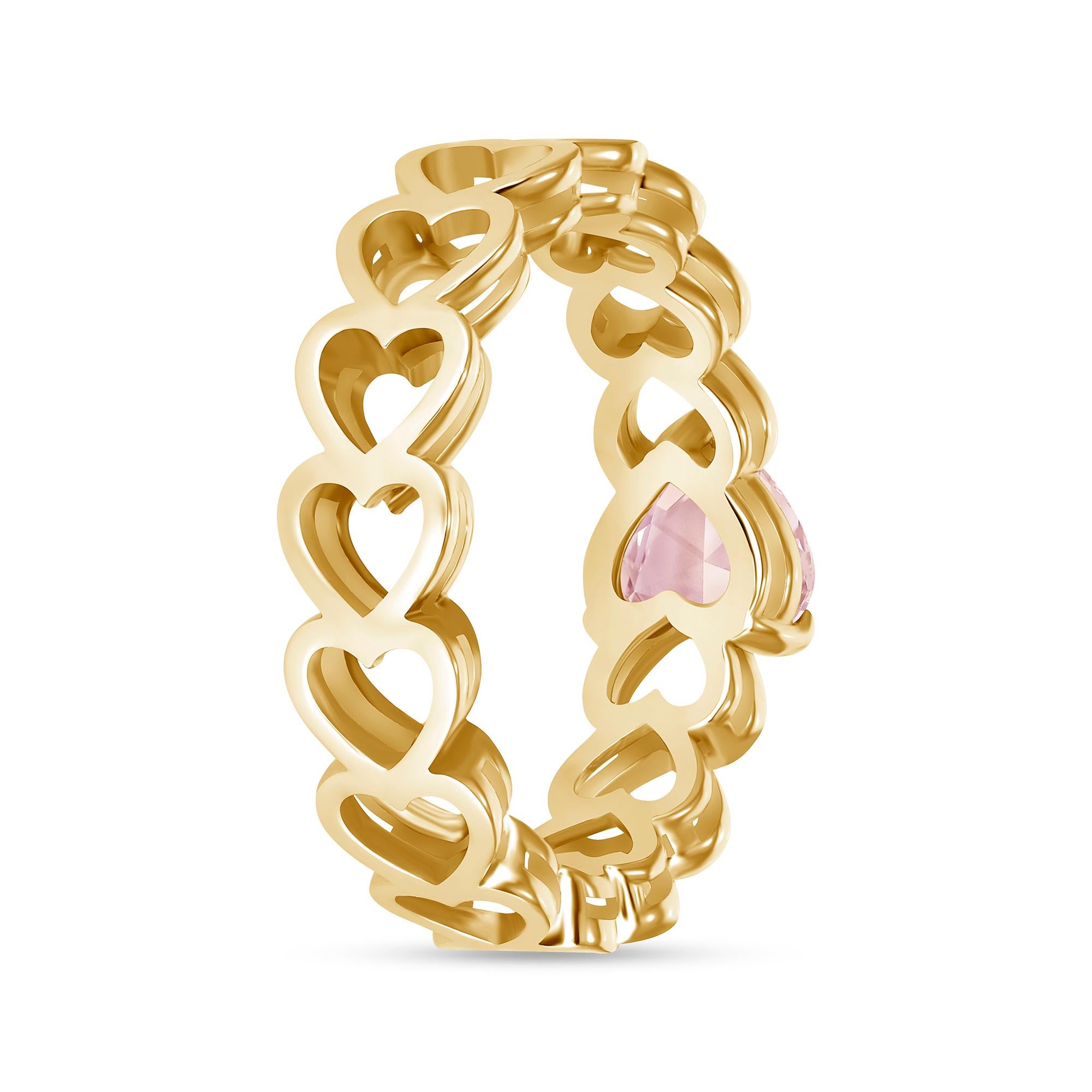 Morganite Heart Ring in 14K Yellow Gold with Satin FInish For Sale 3