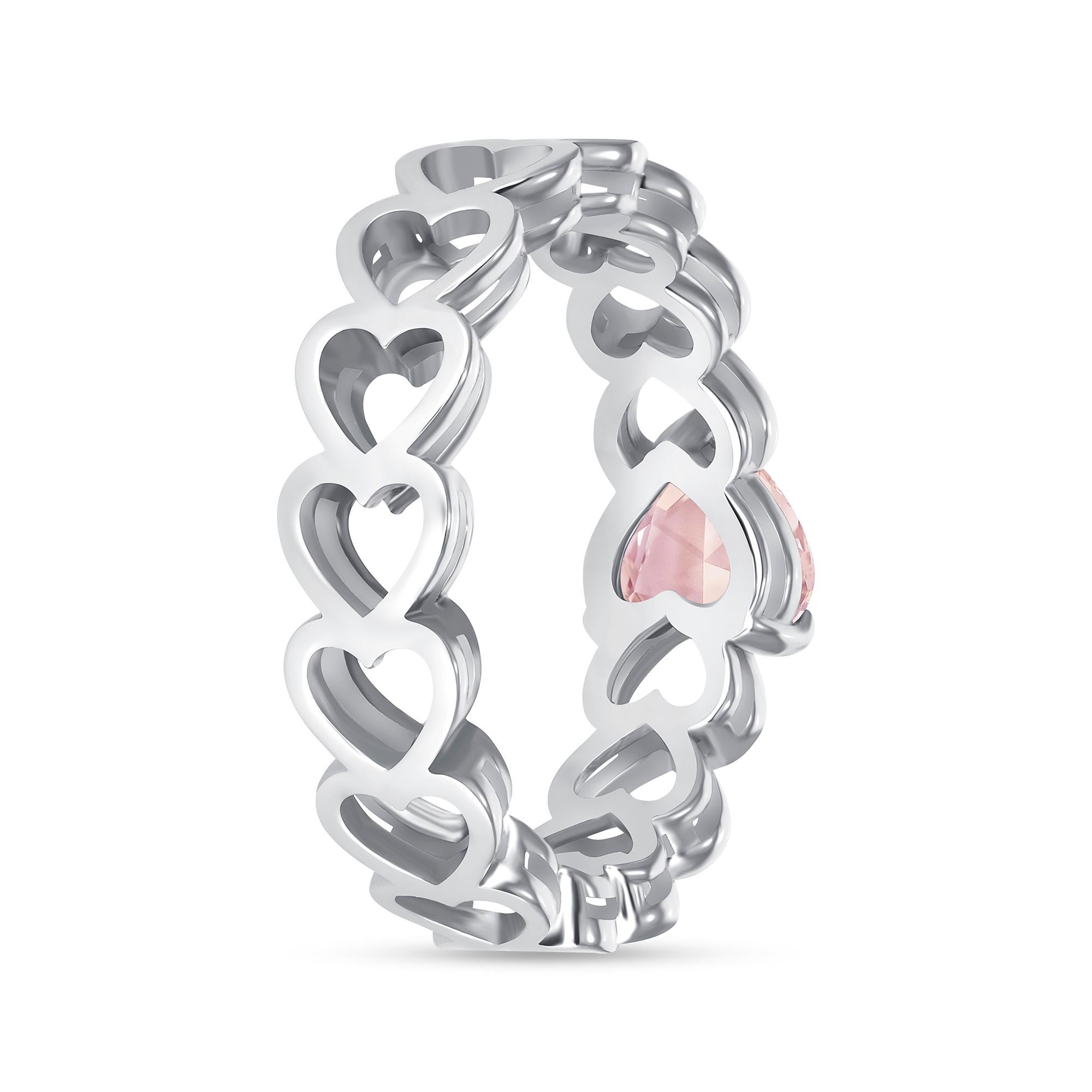 Morganite Heart Ring in 14K Yellow Gold with Satin FInish For Sale 4