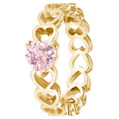 Morganite Heart Ring in 14K Yellow Gold with Satin FInish