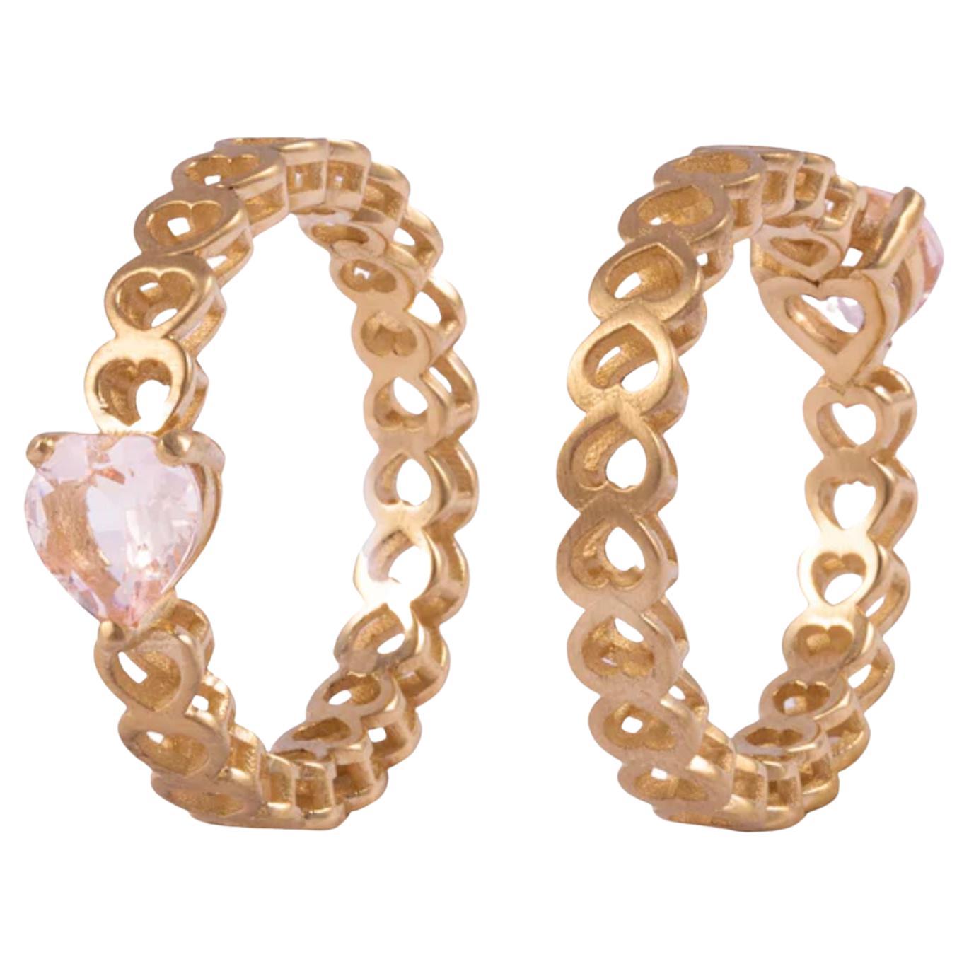 Morganite Heart Ring in 14K Yellow Gold with Satin FInish, Size 4 For Sale