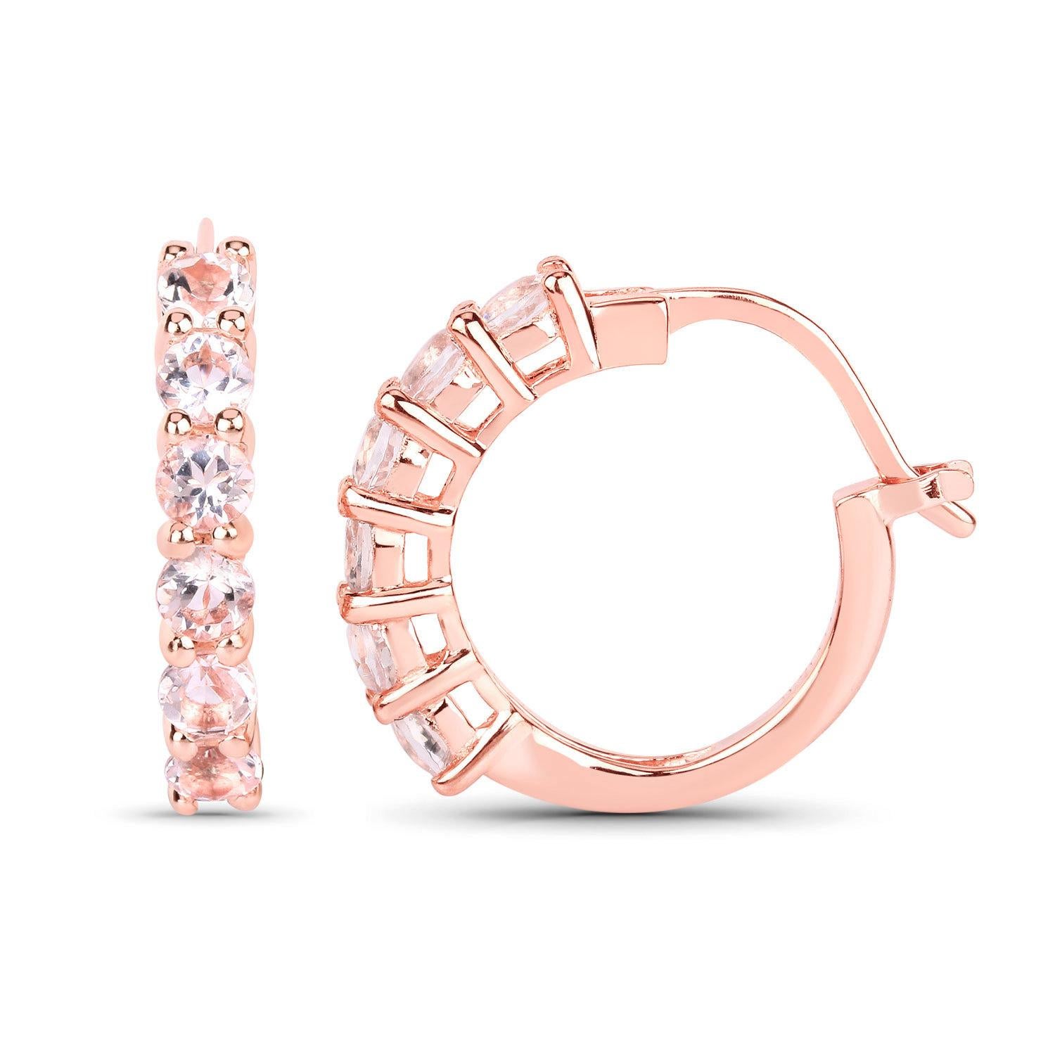 Contemporain Boucles d'oreilles Morganite 1 carat plaqué or rose 18K Silver en vente