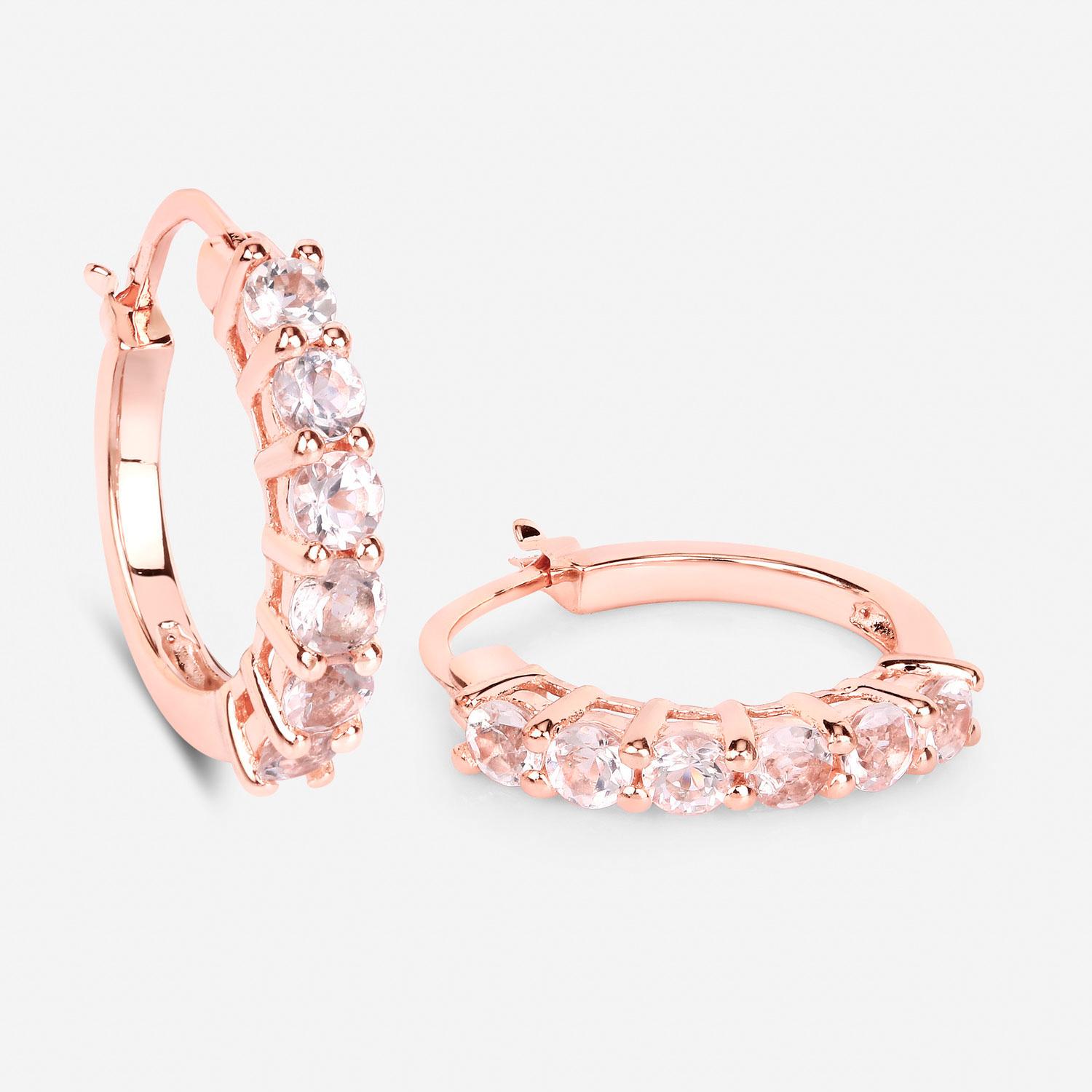 Boucles d'oreilles Morganite 1 carat plaqué or rose 18K Silver Excellent état - En vente à Punta Gorda, FL